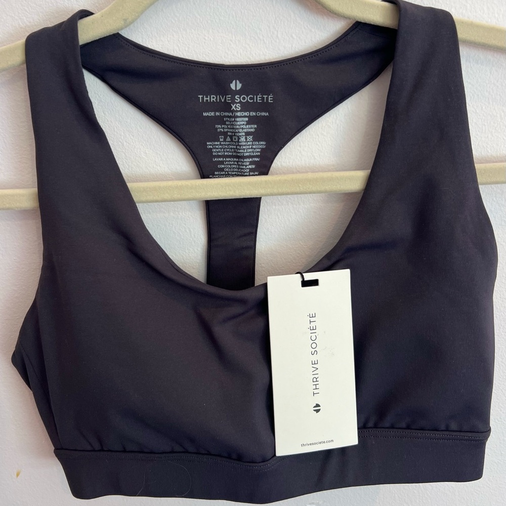 THRIVE SOCIETE Womens Basic color Block Sports Bra (Slate Grey)